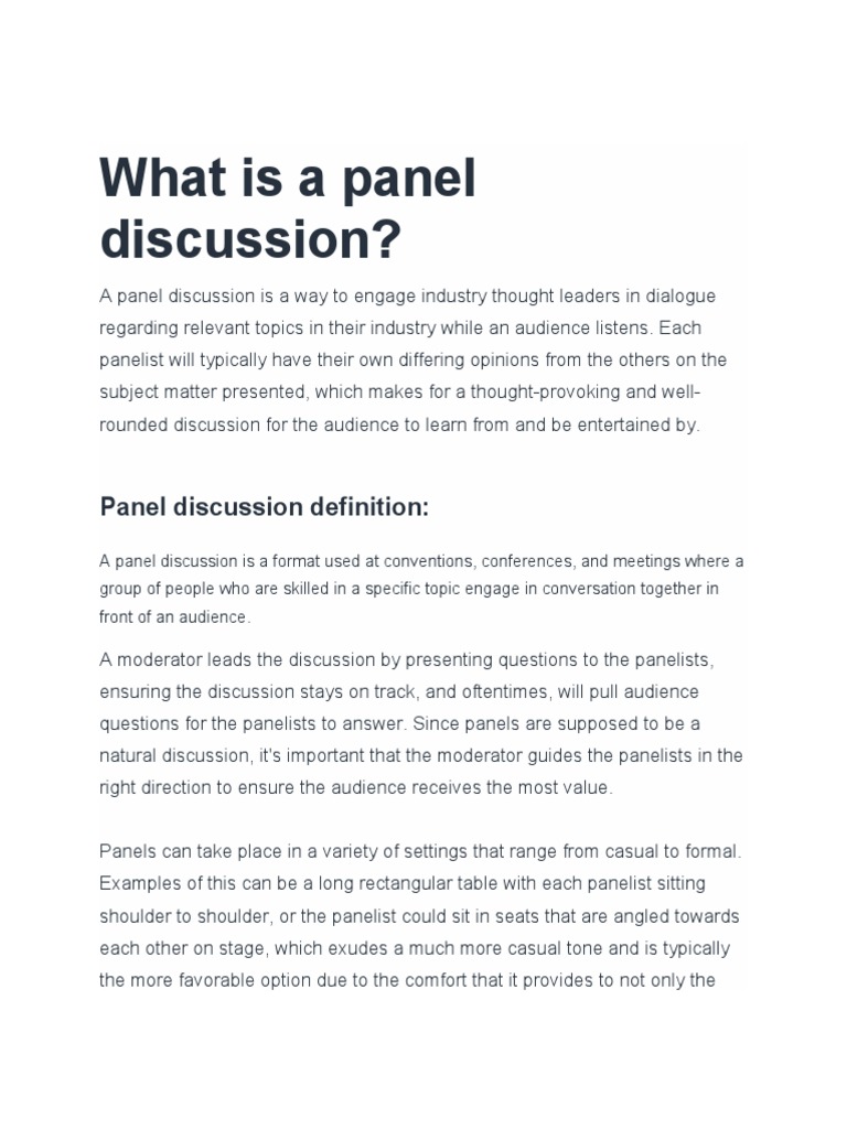 How to Successfully Plan and Conduct an Engaging Panel Discussion PDF