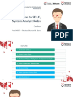 Sistem & Analysis Design (Sad) Pertemuan 1: Introduction To SDLC, System Analyst Roles