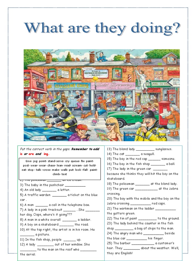 What Are They Doing Picture Description Exercises - 42129 | PDF ...