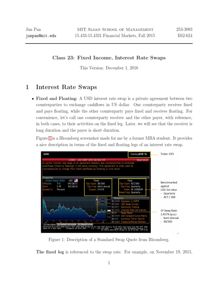 Class 23: Fixed Income, Interest Rate Swaps | PDF | Swap (Finance ...