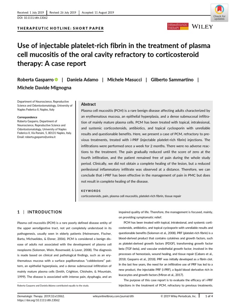 Use of Injectable Platelet-Rich Fibrin in The Treatment of Plasma | PDF ...