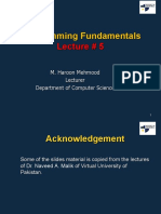 Programming Fundamentals Lecture # 5