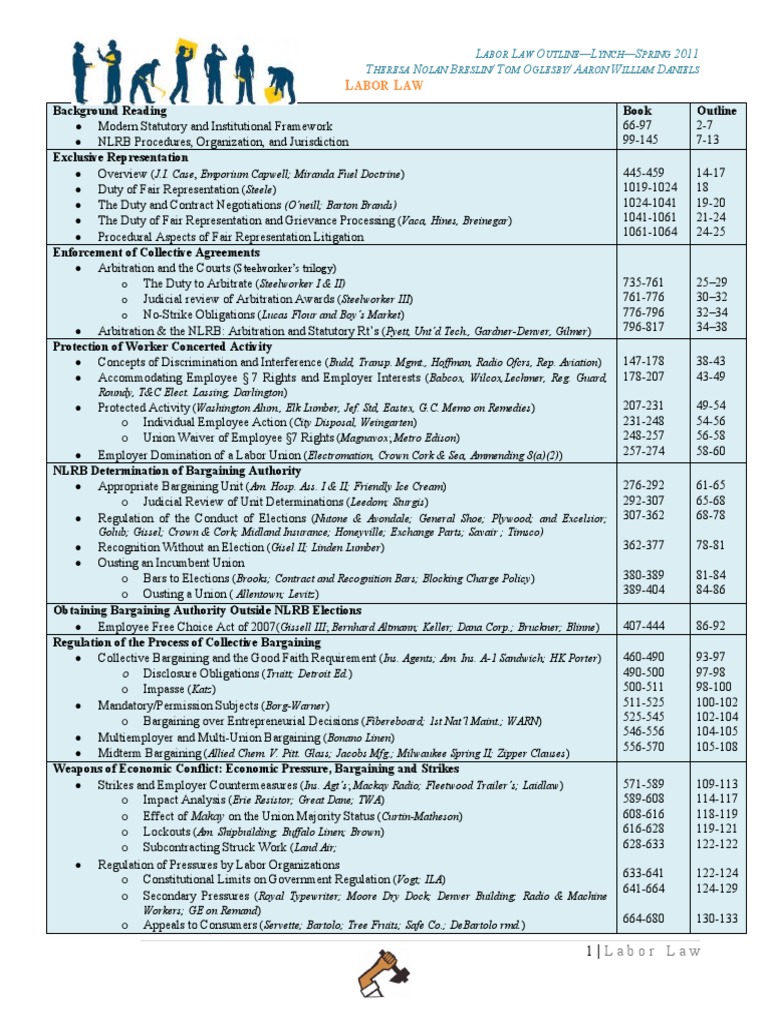 Labor Law Outline TB PDF Employment Railway Labor Act