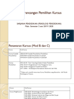 Perancangan Pemilihan Kursus: Sarjana Pendidikan (Psikologi Pendidikan) Mula: Semester 2 Sesi 2019 / 2020