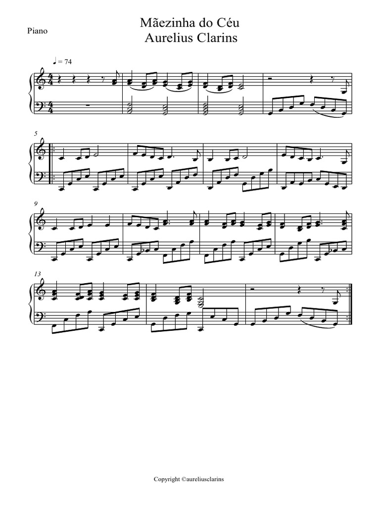 Mãezinha Do Céu Piano C PDF