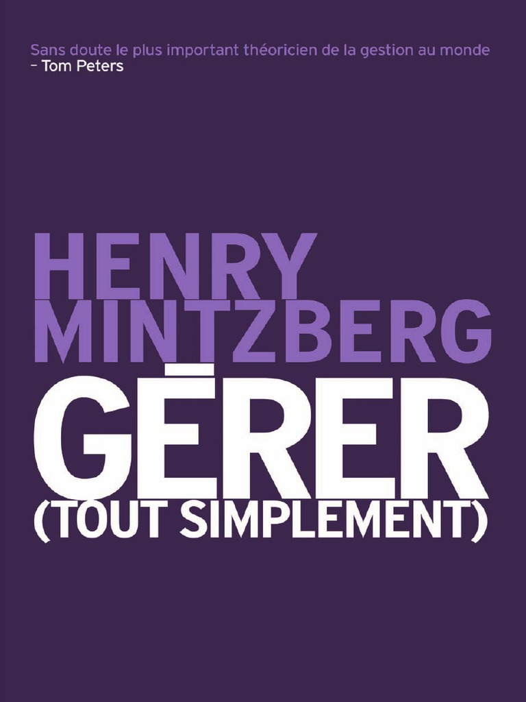 Gerer Tout Simplement By Henry Mintzberg Pdf Canada