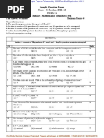 Sample Question Paper Class - X Session - 2021-22 Term 1 Subject-Mathematics (Standard) 041