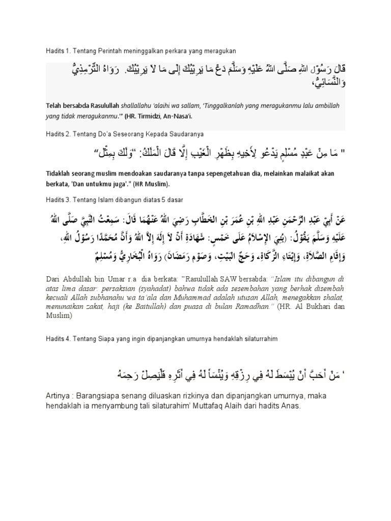 Pesan Hadits untuk Kehidupan Sehari-hari | PDF