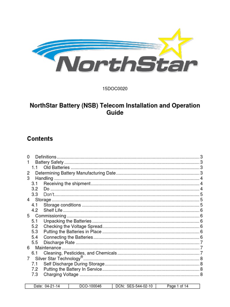 Northstar Battery (NSB) Telecom Installation and Operation Guide | PDF ...