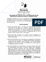 Decreto 0282 de 2019 Categorizacion Del Municipio de Monteria para La Vigencia 2020