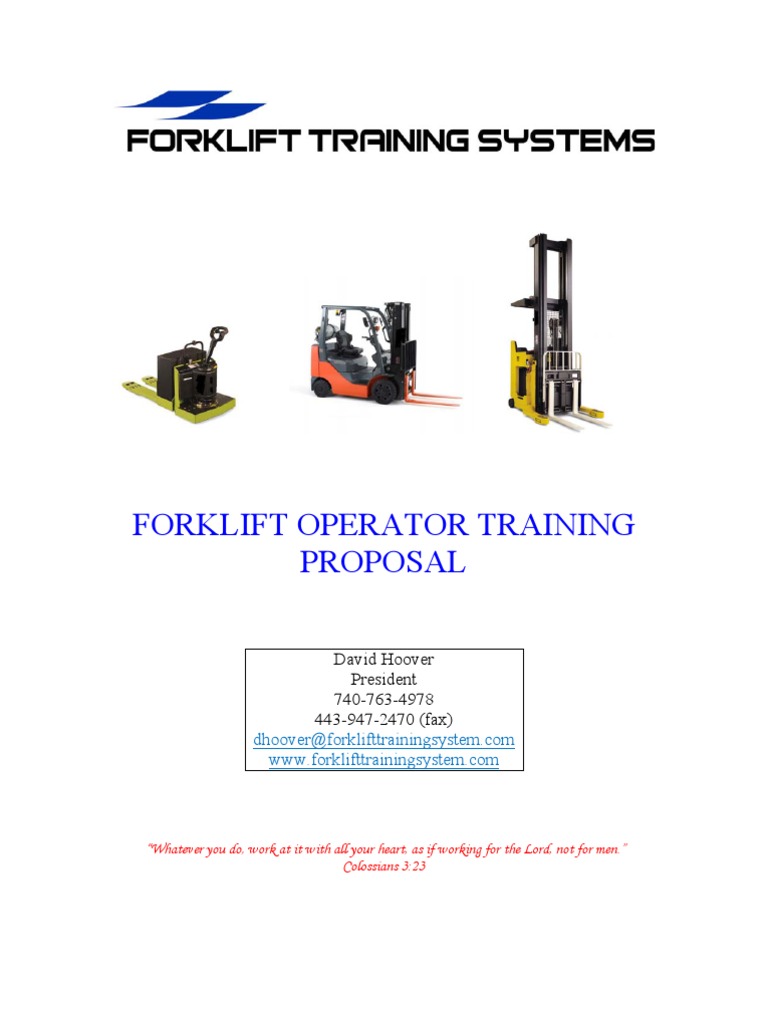 Forklift Operator Training Proposal Web Forklift Business