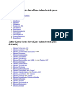 Daftar Karya Sastra Jawa Kuno dalam bentuk prosa dan puisi