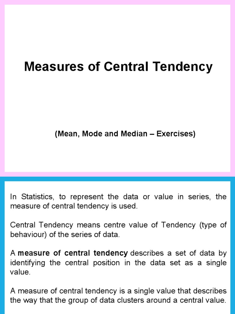 Measures of Central Tendency: (Mean, Mode and Median - Exercises ...