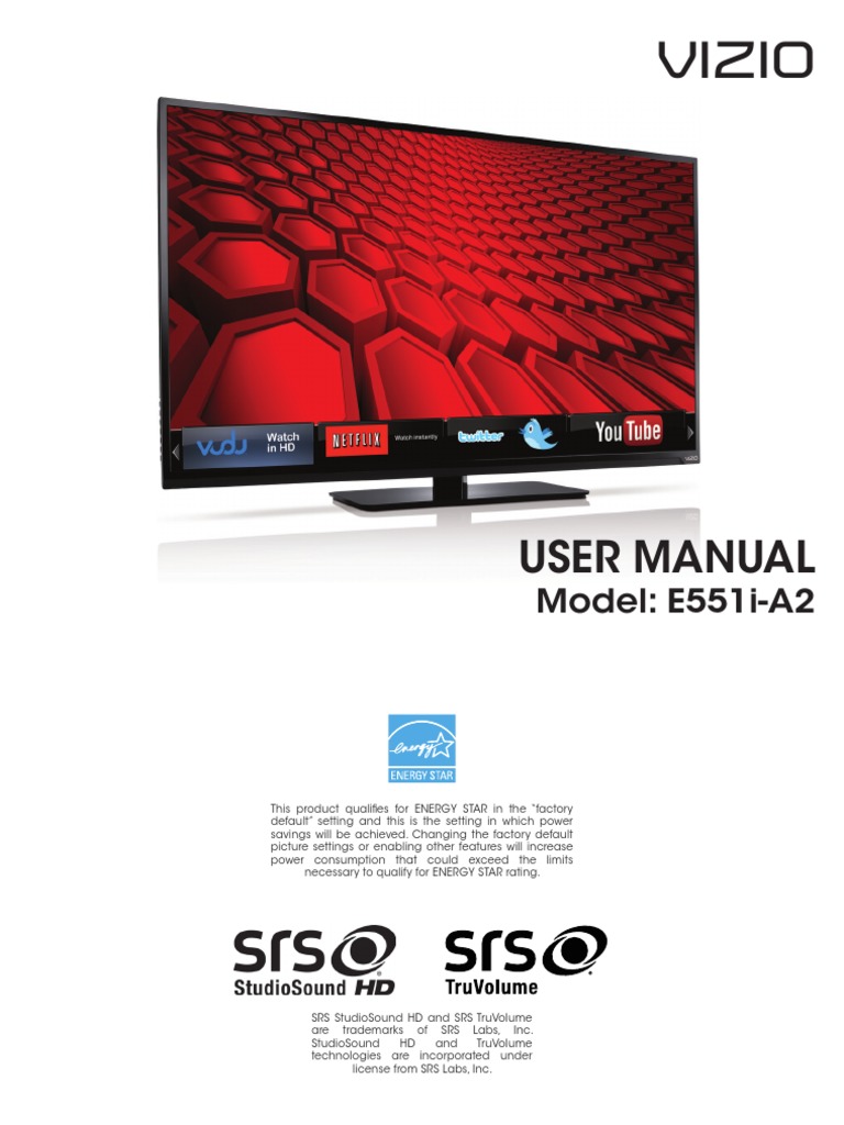 Vizio User Manual PDF Hdmi Video