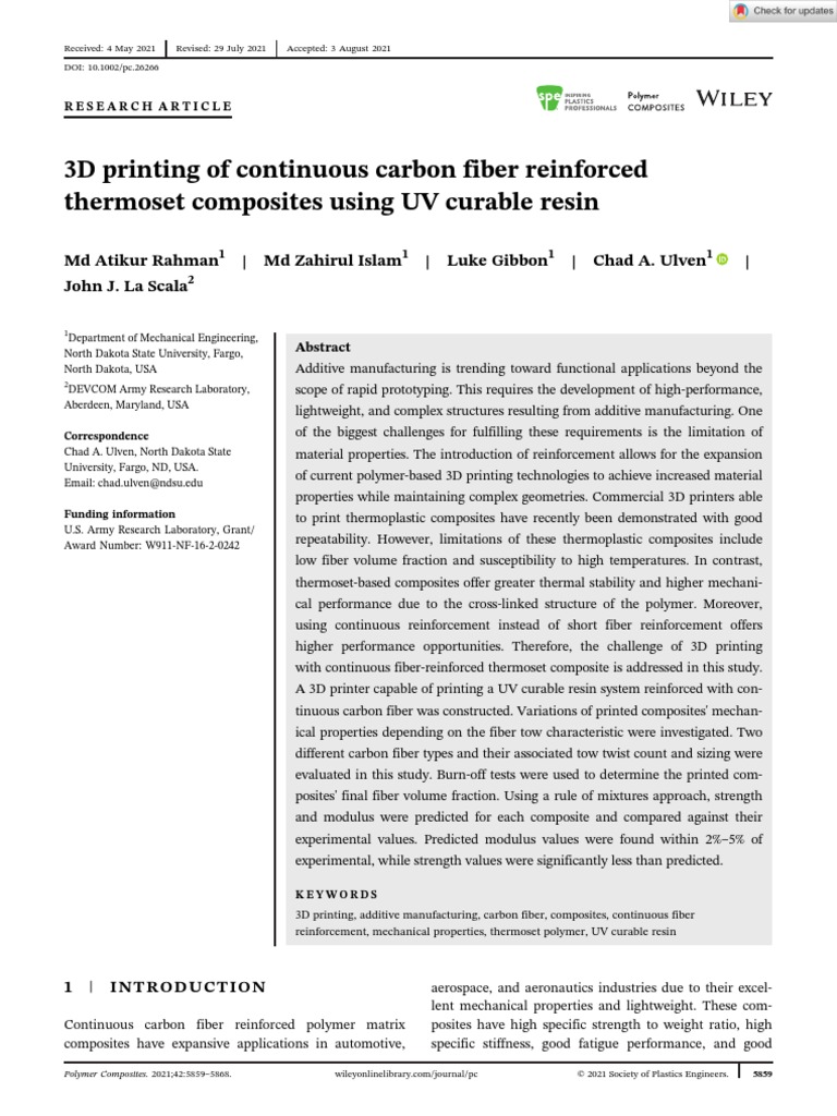 3D Printing of Continuous Carbon Fiber Reinforced Thermoset Composites ...