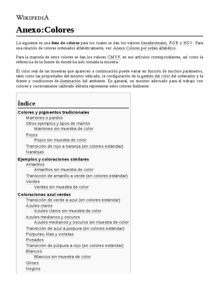 Lista de Colores en Orden Alfabético | PDF | Color | Rojo