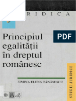 Tănăsescu, Simina Elena Principiul Egalităţii În Dreptul Românesc - Cartea Integral