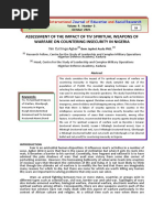 Assessment of The Impact of Tiv Spiritual Weapons of Warfare On Countering Insecurity in Nigeria - Tim Cuttings Agber and Japhet Bem Audu