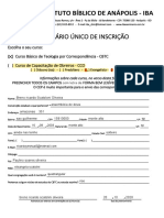 Formulário de inscrição para cursos bíblicos do Instituto Bíblico de Anápolis