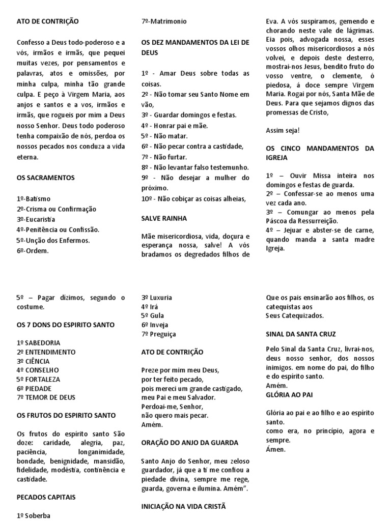 Ato de Contrição | PDF | Crença e doutrina religiosa | Adoração e ...