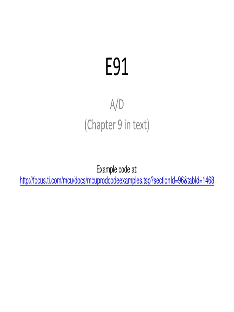 A/D (Chapter 9 in Text) Example Code at PDF Analog To Digital