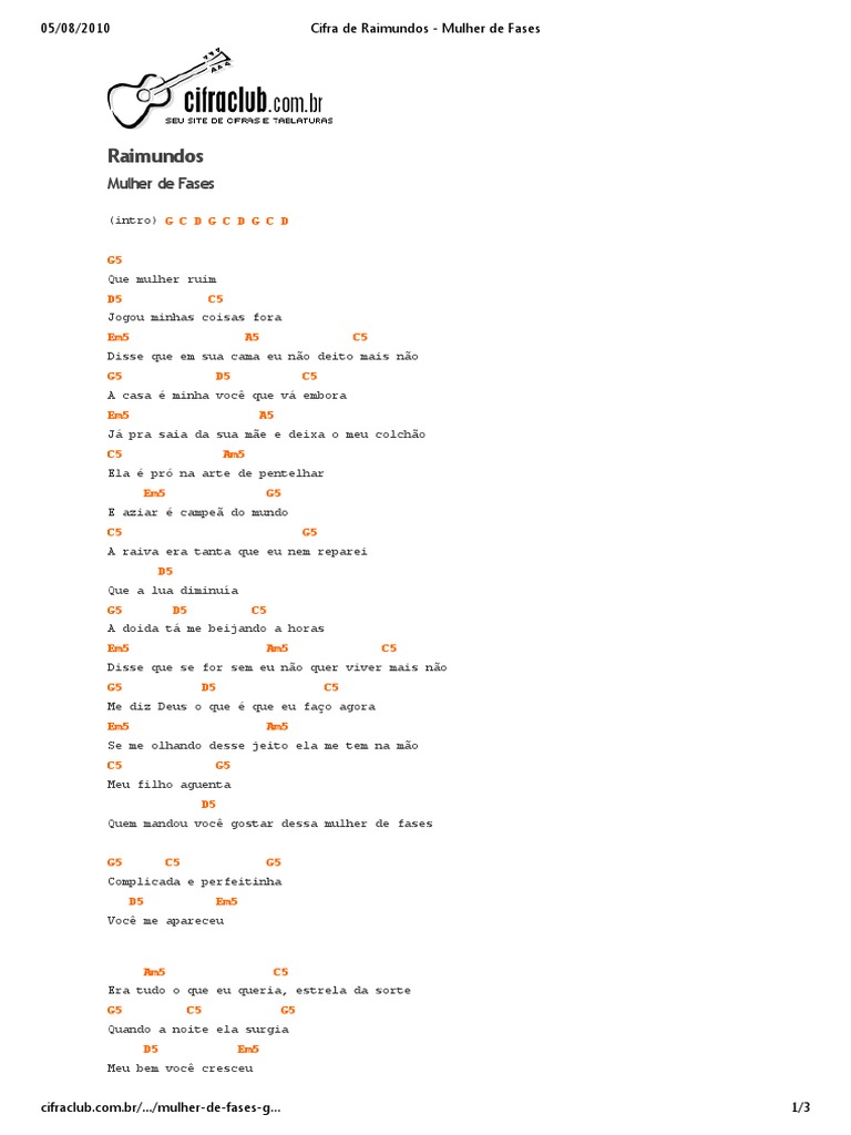 Raimundos - Mulher de Fases - Tablatura | PDF