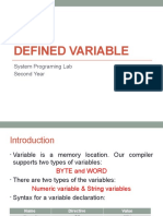 Defined Variable: System Programing Lab Second Year