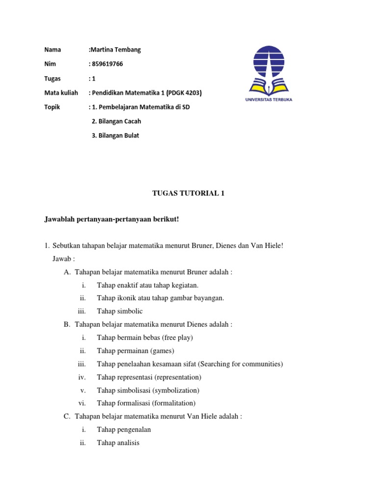Tugas 1 Pendidikan Matematika 1 Pdf