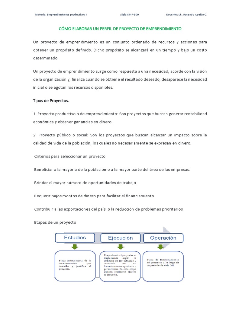 Guía para Elaborar un Proyecto de Emprendimiento | PDF | Iniciativa ...