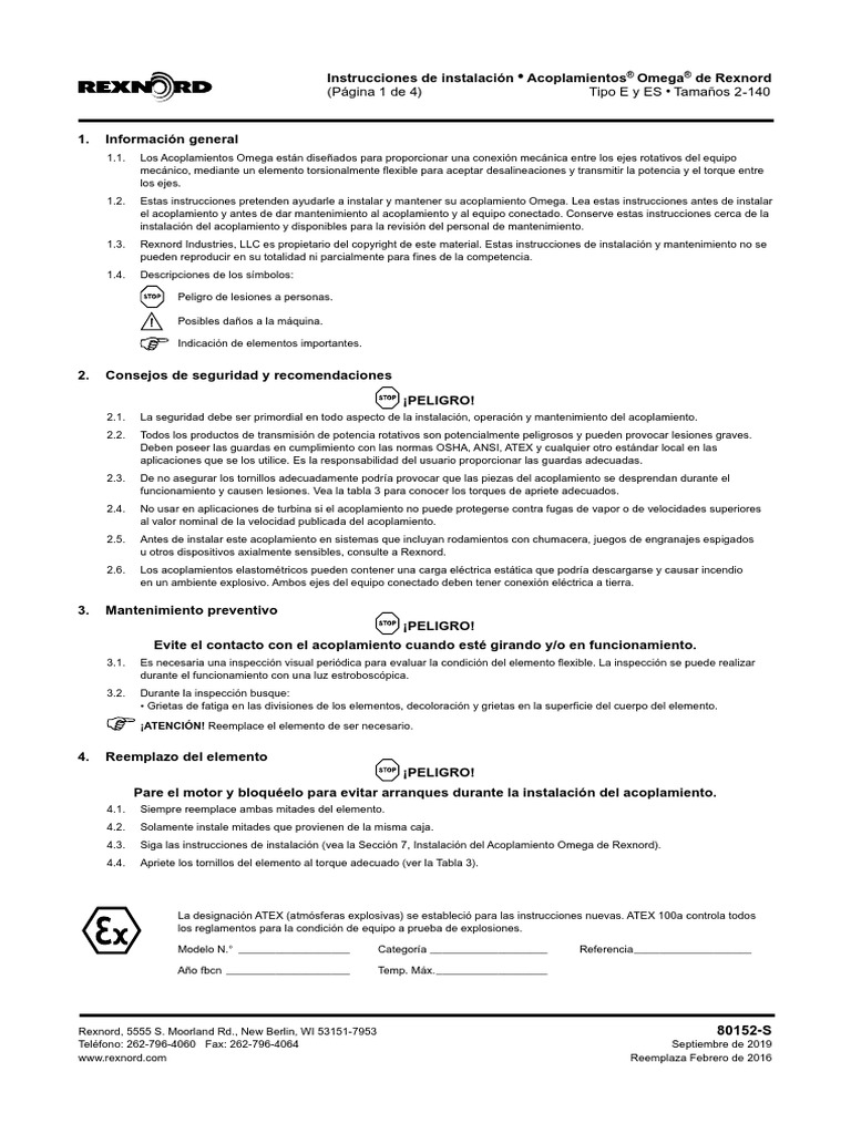 Rexnord Omega Manual PDF Tornillo Engranaje