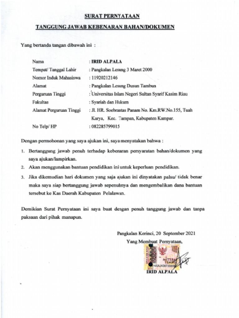 Surat Keabsahan Dokumen | PDF