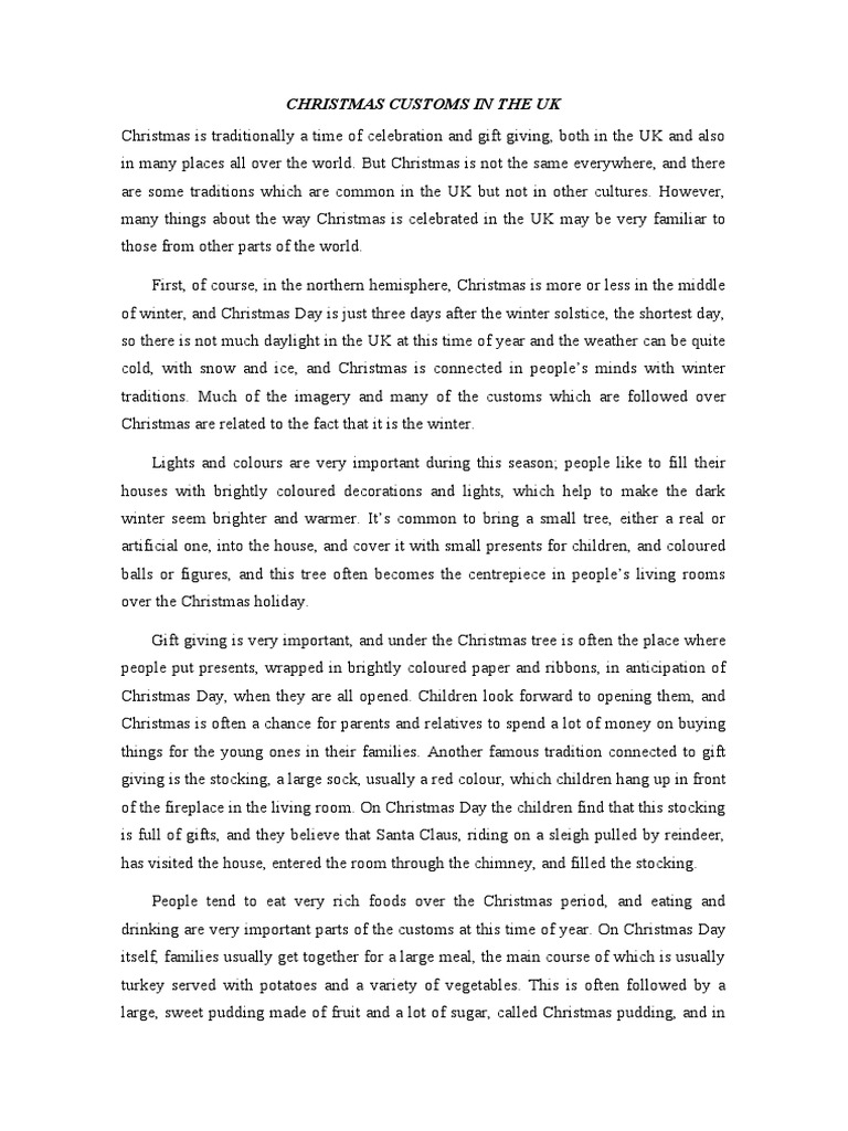 UK Christmas Traditions and Customs | PDF | Christmas | Traditions