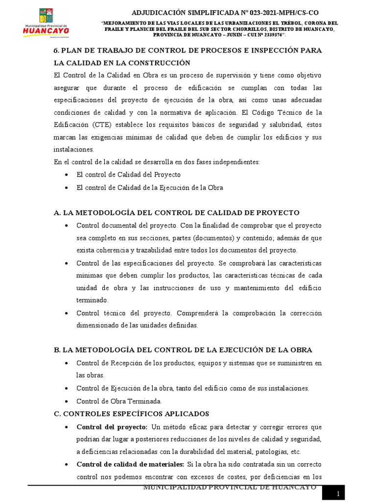 Control de Calidad en Obras Huancayo | PDF | Hormigón | Ingeniería de ...