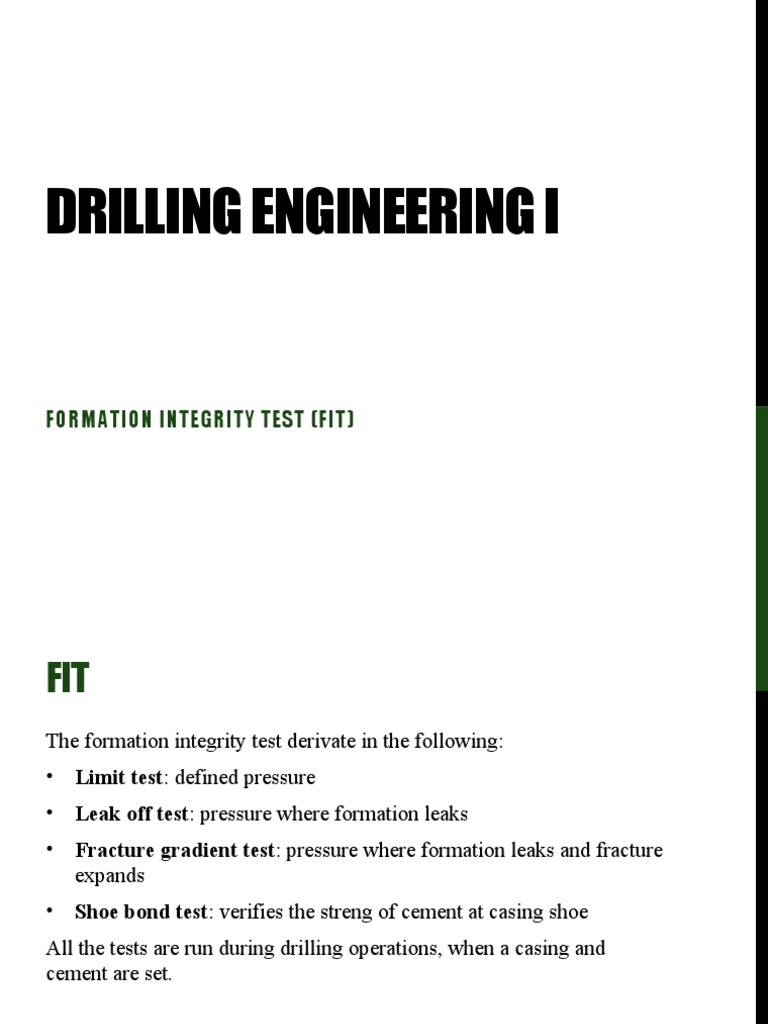 Formation Integrity Test Overview | PDF | Casing (Borehole) | Pressure