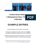 Example Entries: Christian-Muslim Relations A Bibliographical History 1700-1914 (CMR1900)