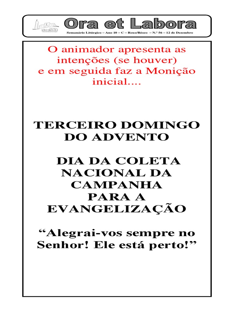 Não vos inquieteis com coisa alguma, meditação do evangelho domingo.