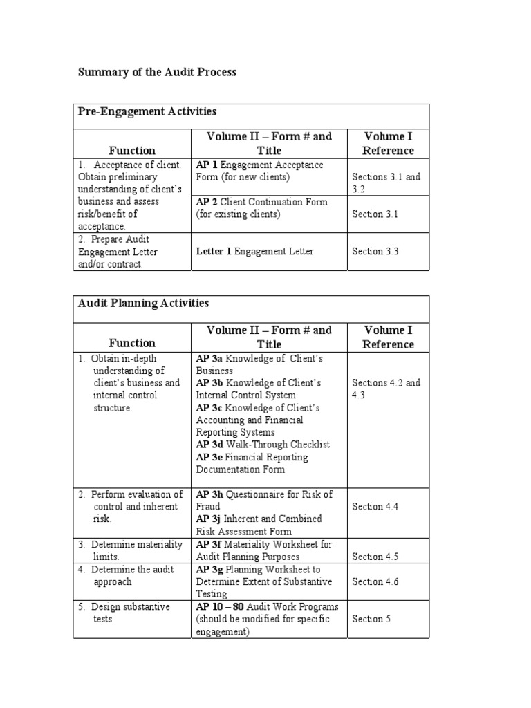 Summary of The Audit Process | PDF | Audit | Internal Control