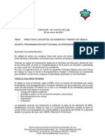 CIRCULAR No 06 PROGRAMACION INSTITUCIONAL DEL APRENDIZAJE EN CASA ENERO 2021