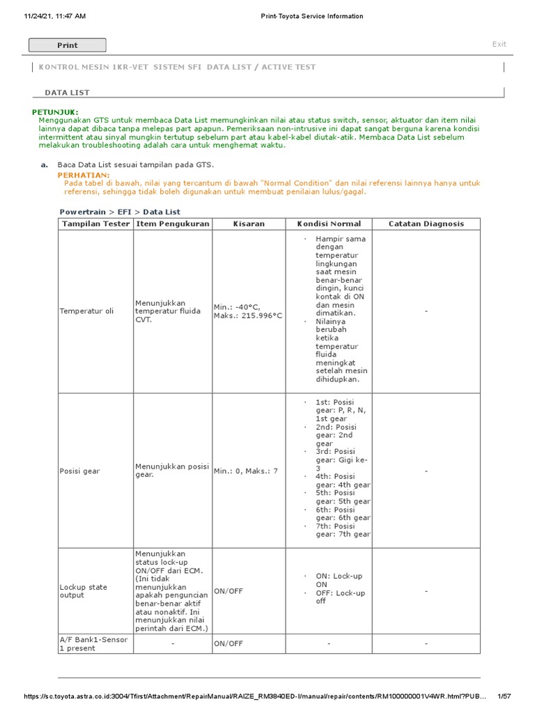 Kumpulan DataList Raize | PDF