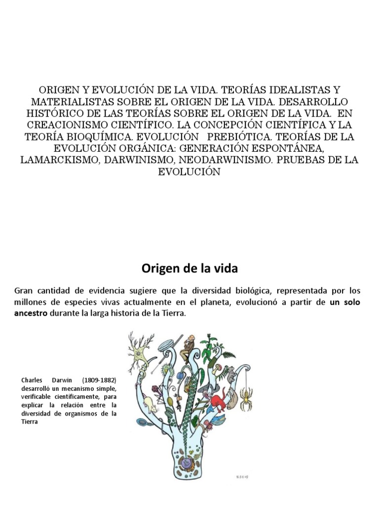 Teorías sobre el origen de la vida | PDF | Evolución | Vida