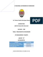 Presupuesto de Inversión en Maquinaria y Equipo