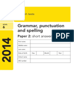 Grammar, Punctuation and Spelling: Paper 2: Short Answer Questions