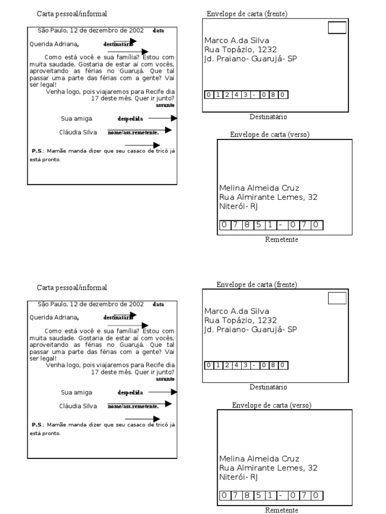 Gênero Textual Carta Pessoal | PDF