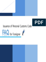 Issuance of Personal Customs Code FAQ For Foreigner