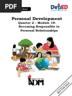 Personal Development: Quarter 2 - Module 19: Becoming Responsible in Personal Relationships