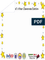 Summary of 3 Star Classroom Entries