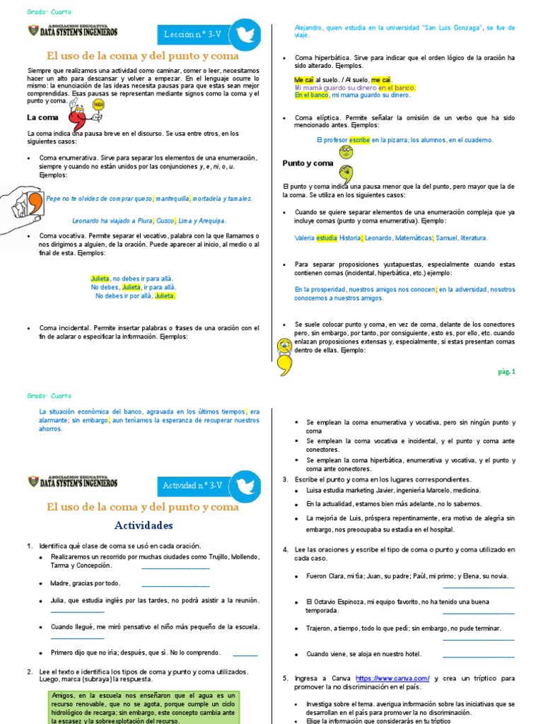 Ejemplos De Uso Correcto Del Punto Y Coma