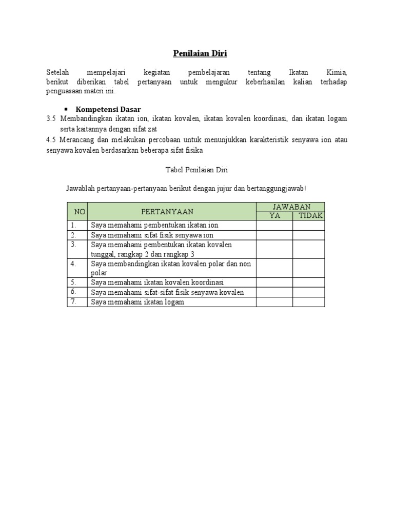 Penilaian Diri Pdf Teknologi Rekayasa