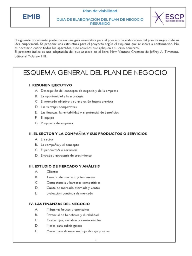 Guía para Elaborar un Plan de Negocio | PDF | Plan de negocios ...
