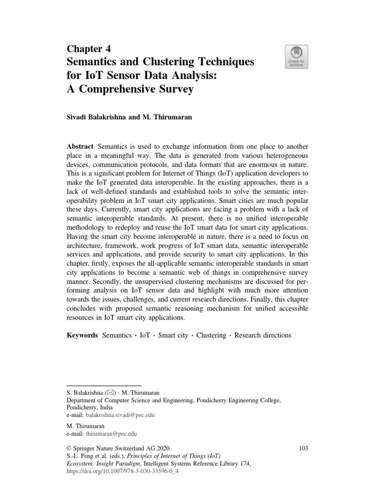 Semantics and Clustering Techniques For IoT Sensor Data Analysis | PDF ...